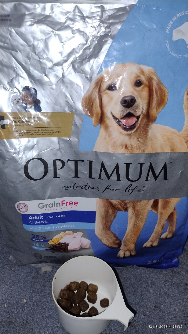 OPTIMUM Grain Free Chicken Vegetables Dry Dog Food Home Tester