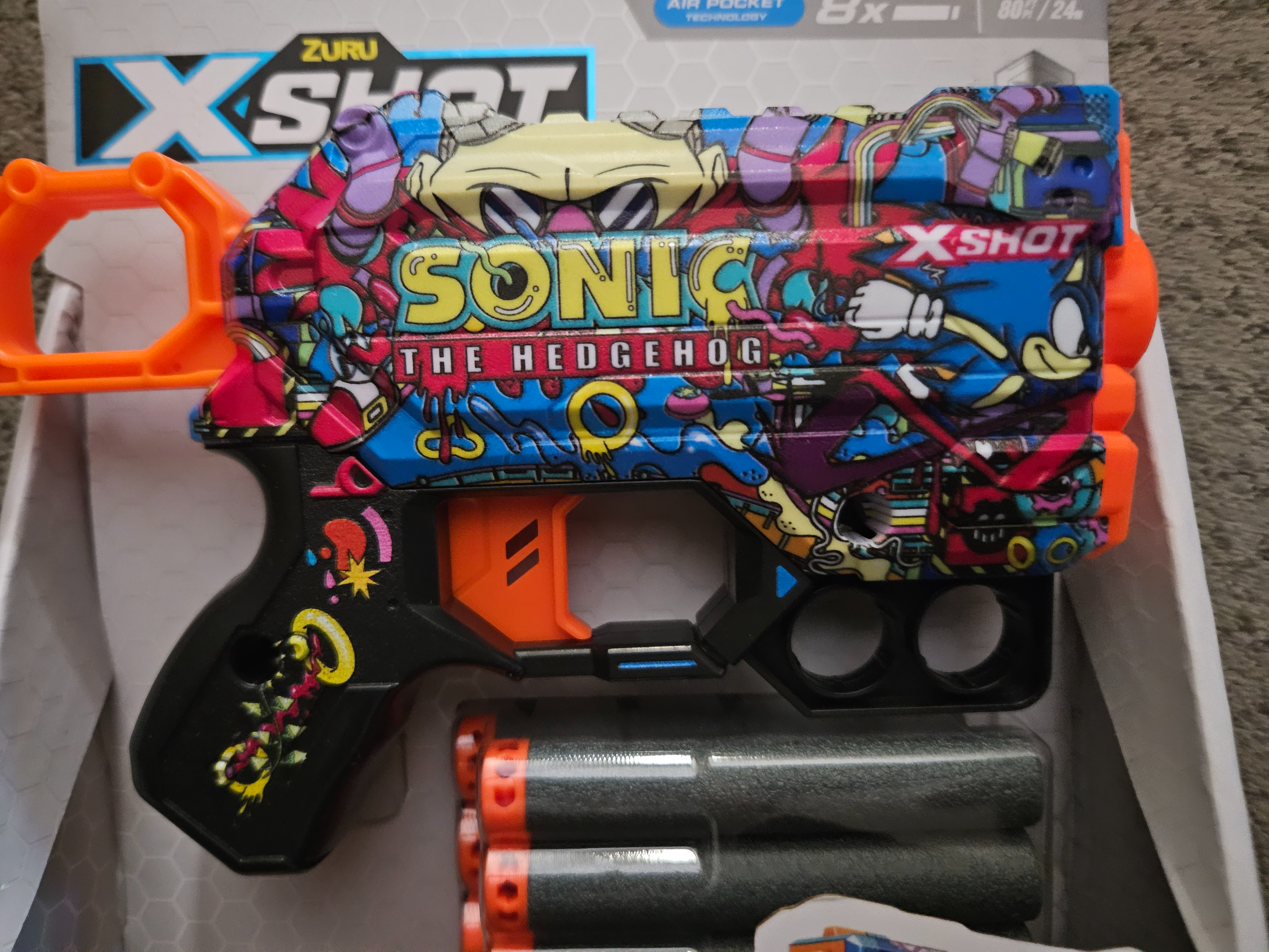 Le Pistolet Menace XSHOT Skins Sonic Super Speed - Décoration Sonic Le Hérisson (2 Pistolet et 16 Fléchettes) par ZURU Le Pistolet Menace XSHOT Skins Sonic Super Speed - Décoration Sonic Le Hérisson (2 Pistolet et 16 Fléchettes) par ZURU