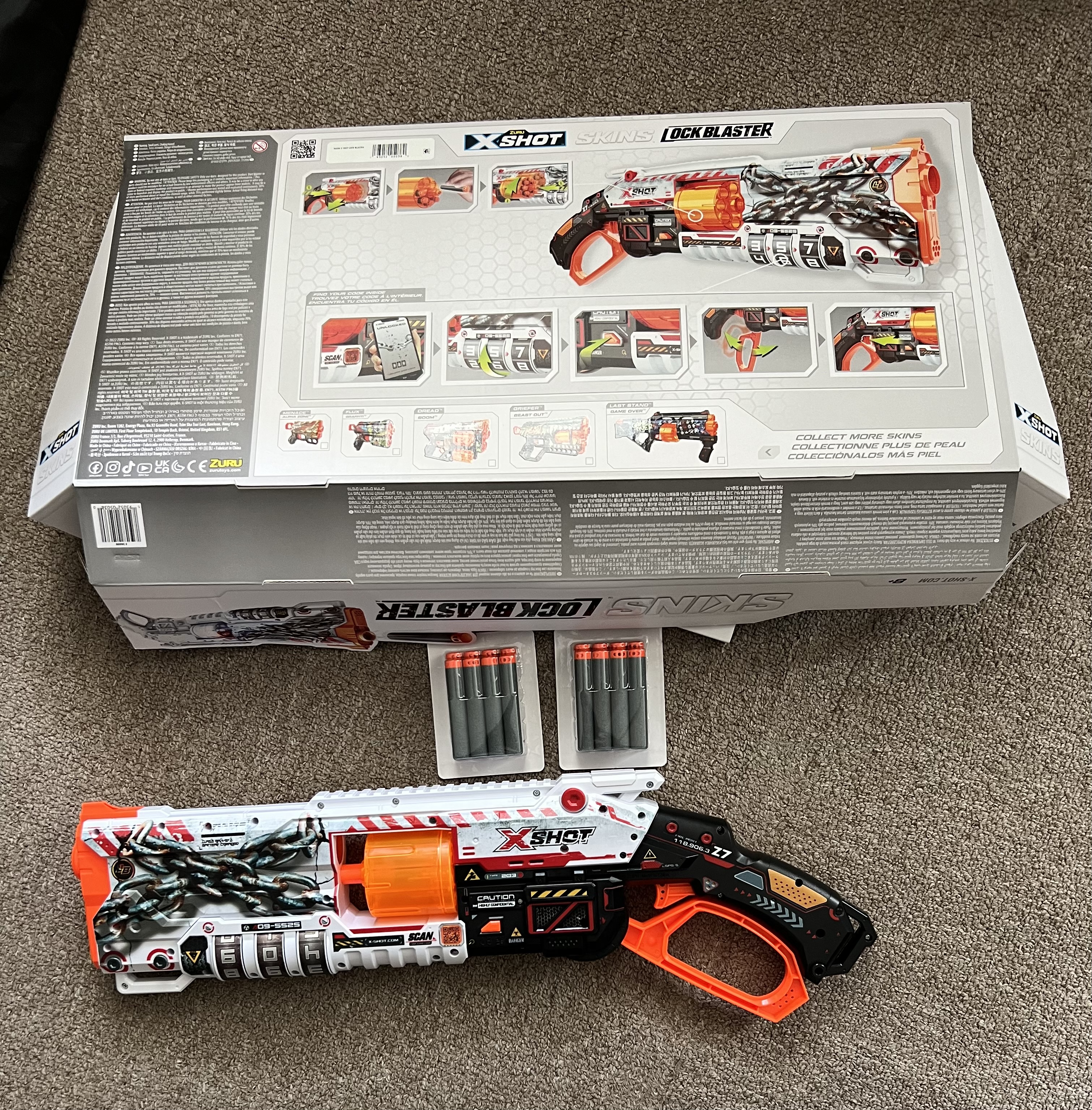 XShot Skins Malice Dread, 12 x schuimrubberen darts met Air-Pocket-technologie