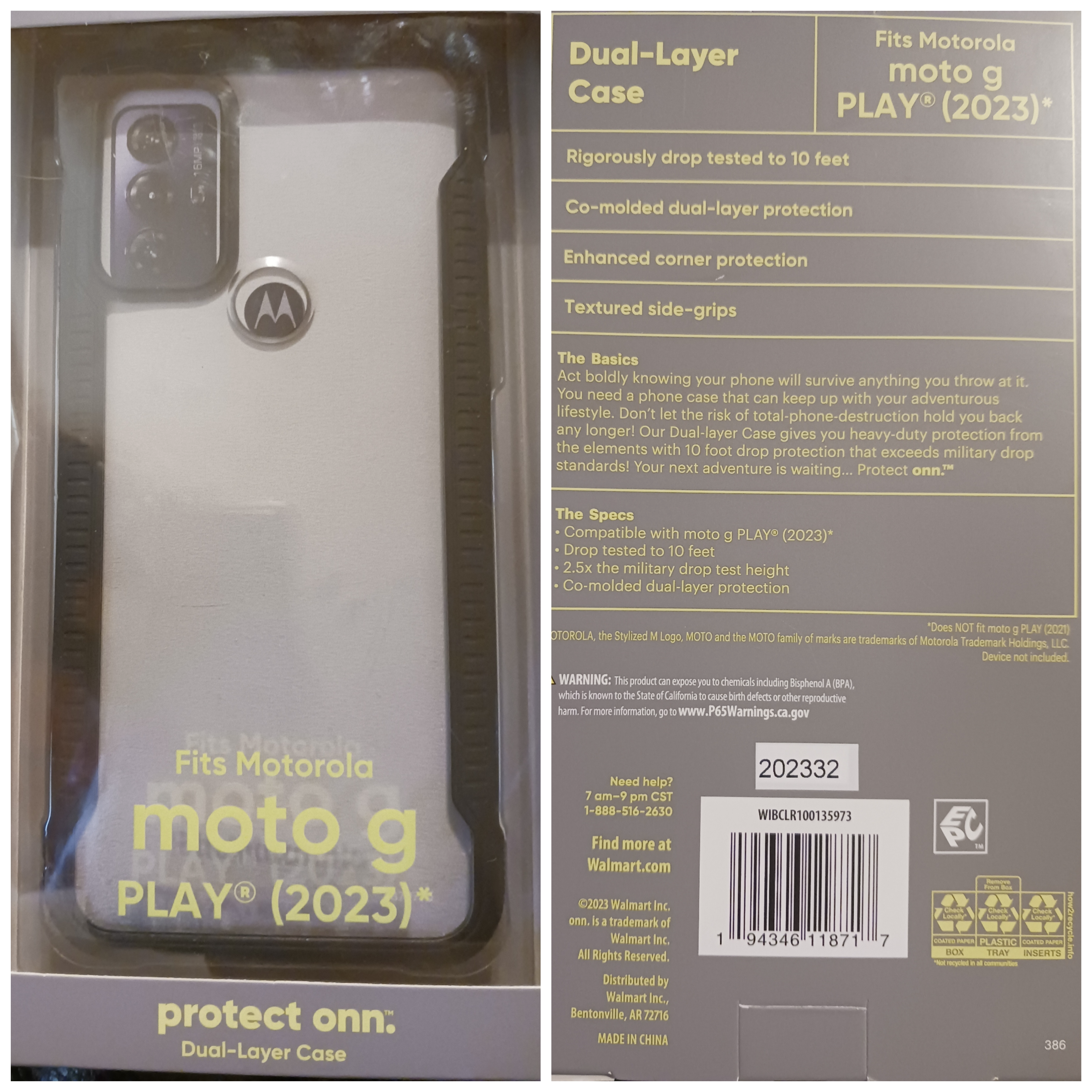 Dual-Layer Phone Case for moto g PLAY (2023) Black and